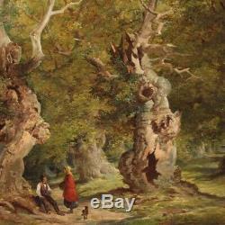 Oil Painting On Canvas Landscape Signed Old Painting Part 800 XIX Century