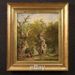 Oil Painting On Canvas Landscape Signed Old Painting Part 800 XIX Century