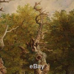 Oil Painting On Canvas Landscape Signed Old Painting Part 800 XIX Century