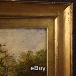 Oil Painting On Canvas Landscape Signed Old Painting Part 800 XIX Century