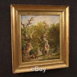 Oil Painting On Canvas Landscape Signed Old Painting Part 800 XIX Century