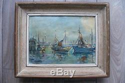 Oil Painting On Canvas Marine Old Painting By Léopold Lecomte