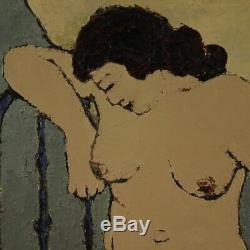 Oil Painting On Canvas Nude Woman Signed Old Impressionist Style