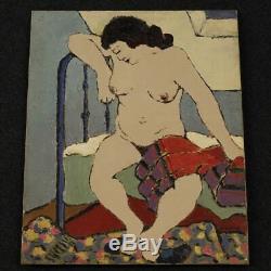 Oil Painting On Canvas Nude Woman Signed Old Impressionist Style