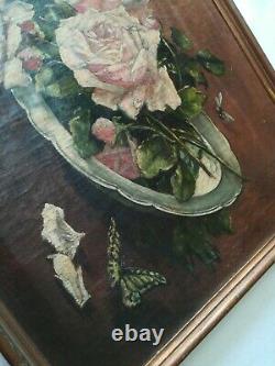 Oil Painting On Canvas / Still Life / Pink / H. Cayrel