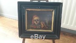 Oil Painting On Wood Vanity Old Rare Subject Framing Napoleon 3