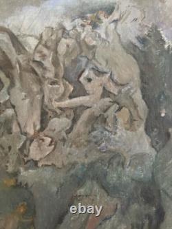 Oil Painting on Canvas 1960 Abstract Sea Art Abstract to Identify Antique