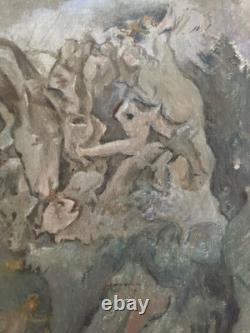 Oil Painting on Canvas 1960 Abstract Sea Art Abstract to Identify Antique