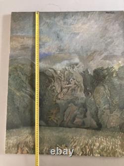Oil Painting on Canvas 1960 Abstract Sea Art Abstract to Identify Antique