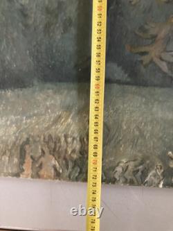 Oil Painting on Canvas 1960 Abstract Sea Art Abstract to Identify Antique