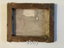 Oil Painting on Canvas, 19th-Century Village, 1850 Mountain, Antique Romantic Painting