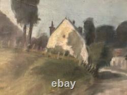 Oil Painting on Canvas House Landscape Tree Brittany 1930 Old to Identify