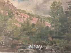 Oil Painting on Canvas Landscape Tree 1920 Impressionist Antique To Identify