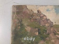 Oil Painting on Canvas Landscape Tree 1920 Impressionist Antique to Identify