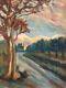 Oil Painting On Canvas Landscape Tree 1940 Expressionist Antique To Identify