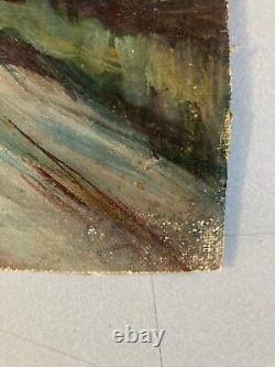 Oil Painting on Canvas Landscape Tree 1940 Expressionist Antique to Identify