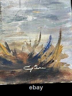 Oil Painting on Canvas Old Painting CYTERE Marine Boat Sail ADOUR