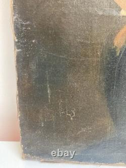 Oil Painting on Canvas Portrait 19th Century Child Restoration Antique Art Hst 1850