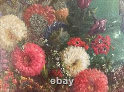 Oil Painting on Canvas and Cardboard Flowers Flower 1850 Carnation to Identify Antique Art