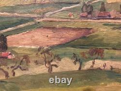 Oil Painting on Panel, 1950, Village, German Expressionist School, Antique