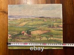 Oil Painting on Panel, 1950, Village, German Expressionist School, Antique