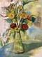 Oil Painting On Paper, 1960, Expressionist Flower Bouquet, Antique Art