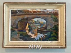 Oil Painting on Wood, 1950, Impressionist Landscape, Pointillism, Antique Painting