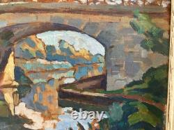 Oil Painting on Wood, 1950, Impressionist Landscape, Pointillism, Antique Painting