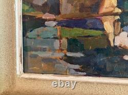 Oil Painting on Wood, 1950, Impressionist Landscape, Pointillism, Antique Painting