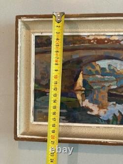 Oil Painting on Wood, 1950, Impressionist Landscape, Pointillism, Antique Painting