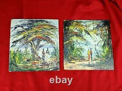 Oil Paintings on Panels, Antique, signed Lampa, Paintings