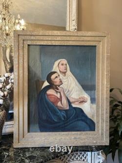Oil on Canvas Antique Depicting a Religious Scene, 19th Century