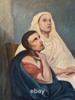 Oil on Canvas Antique Depicting a Religious Scene, 19th Century