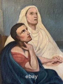 Oil on Canvas Antique Depicting a Religious Scene, 19th Century