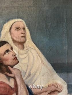 Oil on Canvas Antique Depicting a Religious Scene, 19th Century