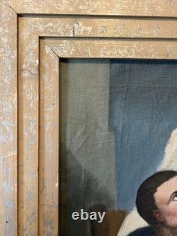 Oil on Canvas Antique Depicting a Religious Scene, 19th Century