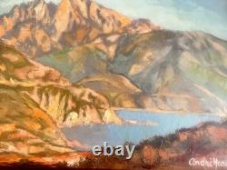 Oil on Canvas Porto Gulf Corsica Signed Andre Hardelin Antique
