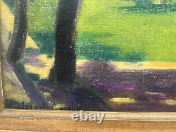 Oil on Panel, Antique, Signed Illegibly, At the Art Deco Park, No English Cosson