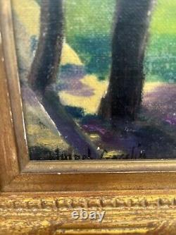 Oil on Panel, Antique, Signed Illegibly, At the Art Deco Park, No English Cosson