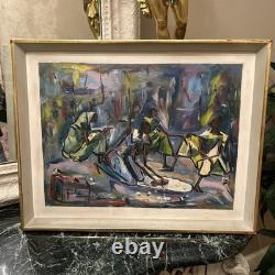 Oil on Panel Contemporary Old Signed Signature to Decipher, Abstract