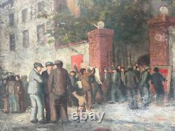 Oil on Panel Old Painting Signed 20th Century 1936 Popular Front