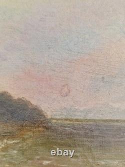 Oil on canvas 19th century old painting 8F seascape signed framed marine