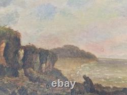Oil on canvas 19th century old painting 8F seascape signed framed marine