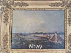 Oil on canvas 19th century seascape old painting antique gilded frame