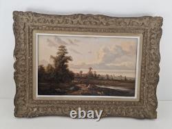 Oil on canvas Barbizon countryside landscape Montparnasse frame antique painting