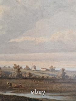 Oil on canvas Barbizon countryside landscape Montparnasse frame antique painting