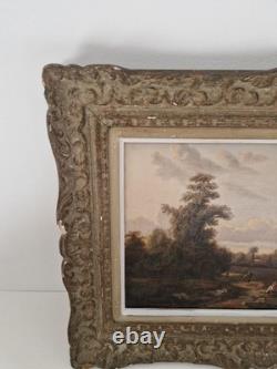 Oil on canvas Barbizon countryside landscape frame Montparnasse antique painting