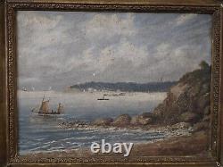 Oil on canvas Marine Old painting