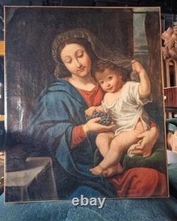 Oil on canvas depicting an old child