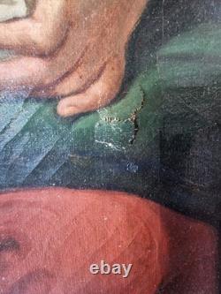 Oil on canvas depicting an old child